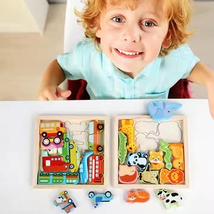 Bloques de Animales de Madera, Rompecabezas 3D, Juego de Coordinación Mano-Ojo para Niños, Juguetes Educativos Tempranos - Product Image 4