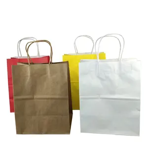 Wholesale Kraft Paper Handheld Bags For Delivery And Catering For Gift Wrapping And Food Service