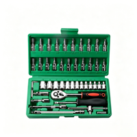 Jeu de clés à cliquet métriques en acier de 46 pièces de 1/4 pouce avec jeu de douilles hexagonales pour kit d'outils de mécanicien - Outils de réparation automobile