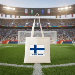 Sac fourre-tout finlandais réutilisable en toile naturelle, sac de courses avec drapeau finlandais, idéal pour un cadeau - Product Image 5
