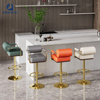 QIANCHENG îlot de cuisine en acier inoxydable poli pivotant rétro maison restaurant bar tabouret haut pour comptoir de cuisine
