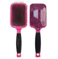 Brosse à cheveux personnalisée rose léopard peigne couleur unie salon de beauté professionnel grande palette carrée airbag massage du cuir chevelu