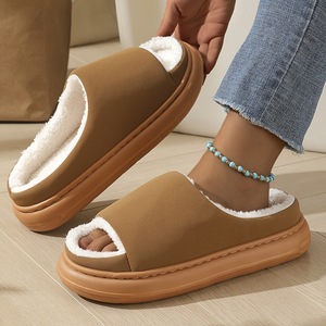 Toptan yeni ürünler <span class=keywords><strong>EVA</strong></span> taban terlik maruz ayak parmakları ile peluş astar süet üst toptan yeni malzemeler ile - Product Image 4