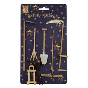 Ensemble d'accessoires pour crèche de Noël en bois et métal, 24 x 14 cm (999944103100301) - Product Image 1