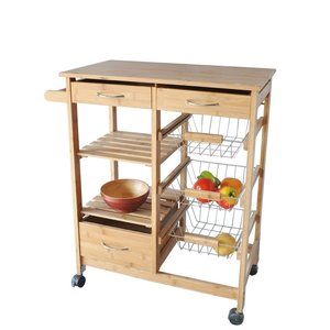 Carro de almacenamiento de cocina rodante de 5 estantes, carrito de comedor, estante de exhibición de frutas y pan de madera pequeño, vino - Product Image 6