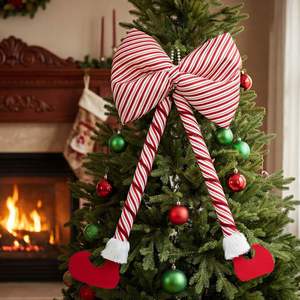 Adorno Grande para la Punta del Árbol de Navidad, Patas de Lazo, Botas de Elfo de Plástico Extra Grandes y Divertidas de 42 cm x 80 cm, Decoración Rústica Duradera - Product Image 1