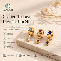 Breloque pendante en cuivre doré poli avec perle cylindrique miniature et pierre incrustée, bijoux du zodiaque à douze signes, bijoux du zodiaque personnalisés, OEM