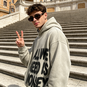 Sudadera con Capucha Extra Grande para Hombre, 100% Algodón, Lavado Ácido, Estilo Vintage, Hombros Caídos, con Estampado Personalizado - Product Image 2