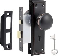 Ensemble de serrures à mortaise noires de style antique et vintage pour portes intérieures avec clés, poignées de portes et fenêtres, serrure intelligente pour portes