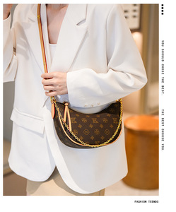 Bolso de Media Luna de Piel Sintética de Lujo, Nuevo Modelo 2026, con Cadena de Alta Calidad, Estampado, Versátil, de Mano, Bandolera, Impermeable - Product Image 6