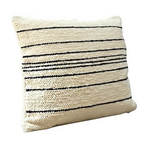 Boho Striped Square <b>Throw</b> <b>Pillow</b> Minimalist Design Wool Mix Washable Decorative Cushion Cover Floral Vintage Geometric Patterns - Product Image 1