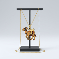 Porte-clés en métal personnalisé pour la 96e Journée nationale saoudienne, pendentif drapeau, plaqué or, avec collier chameau