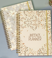 A5 Spiral Weekly Planner 52 Semaines Anglais Carnet Poche Intérieure Papier Épais pour Bureau École Journaling Mise en Page Hebdomadaire/Mensuelle