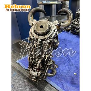 Escultura de Pared de Gran Tamaño, Cráneos de Toro, Arte <span class=keywords><strong>en</strong></span> Metal Reciclado para Decoración de Paredes de Clubes, Suministro de Fábrica - Product Image 2