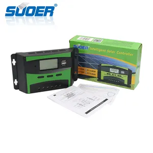 Suoer intelligent solar panel system 12V 24V 30A manual pwm solar charge controller