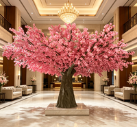 Dekorasi Latar Belakang Pernikahan Merah Putih Pink, Centerpiece Meja, Bunga, Pohon Bunga Sakura Buatan