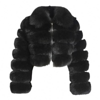 Manteau en fourrure imitation renard, fabrication américaine, court, à revers, manches longues, vêtements pour femmes, en stock, vente en gros