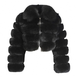 <span class=keywords><strong>Manteau</strong></span> en fourrure imitation renard, fabrication américaine, court, à revers, manches longues, vêtements pour femmes, en stock, vente en gros - Product Image 5