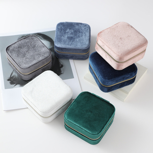Portable Velvet Zipper Jewelry <b>Box</b> Double Layer Travel Organizer for Necklace ring earring bracelet <b>storage</b> - Product Image 1