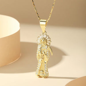 Ciondolo Hip Hop religioso di lusso di fascia alta 14K zircone zincato e pietra colorata ciondoli alla moda e ciondoli stile <span class=keywords><strong>Death</strong></span> <span class=keywords><strong>Metal</strong></span> - Product Image 2