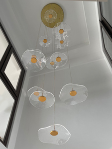 Lampadario moderno paralume in acrilico <span class=keywords><strong>per</strong></span> il soggiorno <span class=keywords><strong>sospensione</strong></span> luce trasparente loto foglia lustro lampadario scala - Product Image 4