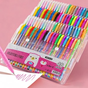 Ensemble de 48 stylos marqueurs gel pailletés imprimés UV 0,3 mm pour adultes, livres de coloriage, dessin, peinture artistique sur plastique - Product Image 1