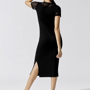 Las mujeres de canalé de manga corta <span class=keywords><strong>vestido</strong></span> de suéter O cuello de punto de corte Slim <span class=keywords><strong>Midi</strong></span> <span class=keywords><strong>vestido</strong></span> y faldas - Product Image 5