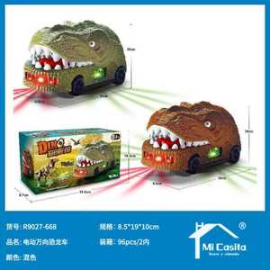 Mi Casita Electric Dinosaur Car 19x10x8.5 Cm For Kids 3+ Plastic Toy Vehicle With Lights And Sounds - Product Image 1