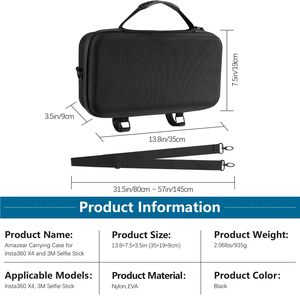Étui de transport avec fermeture éclair, matériau en nylon EVA, accessoires de caméra antichoc pour Insta 360 X5 - Product Image 5