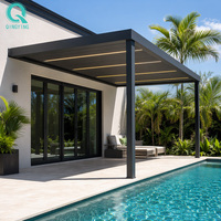 Pérgola de Aluminio con Techo de Láminas Bioclimáticas Motorizadas, Estructura de Protección Solar y Resistente a la Lluvia, para Jardín, de Pared o Independiente