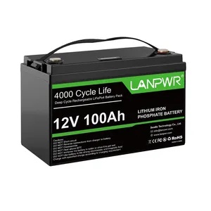 Bateria de lítio Lifepo4 com 1280Wh para veículos elétricos, armazenamento doméstico 100AH 12.8V, longa vida