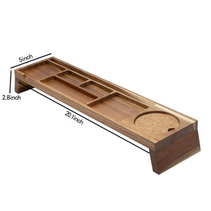 Wooden Desk Storage Rack Multi Compartment Phone Holder Office Organizer <b>Desktop</b> <b>Shelf</b> With Cup Holder And Pen Tray - Product Image 2