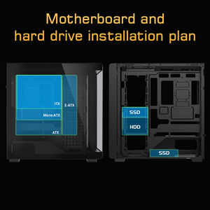 Boîtier d'ordinateur Lovingcool Full Tower, compatibilité large des cartes mères E-ATX à ITX, double verre trempé, refroidissement par eau 360 mm - Product Image 3