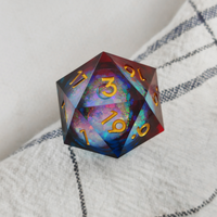 Dés en résine D20 modernes, lot de 7, gravés, polyédriques, à noyau liquide, BLEU, pour jeux de société D&D personnalisés, marque Feeron, pour enfants