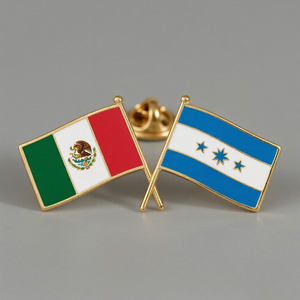 Alfileres de esmalte Nicaragua El Salvador Tayikistán Costa Rica a granel Honduras Logotipo personalizado mexicano Esmalte suave Pin de solapa de bandera de doble cara - Product Image 1