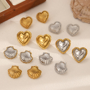 Pendientes de acero inoxidable chapados en oro con forma de corazón para mujer, regalo de moda, joyería de aleación de zinc TE60424 G - Product Image 2