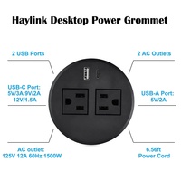 Hub de datos y energía de escritorio empotrable de 80 mm, toma de corriente redonda para muebles, sofá, mesa, con cargador USB A+C