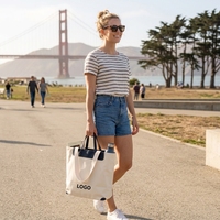 Sac fourre-tout en toile personnalisé, sac de shopping réutilisable haut de gamme, respectueux de l'environnement, sac à main tridimensionnel, sac de shopping avec logo