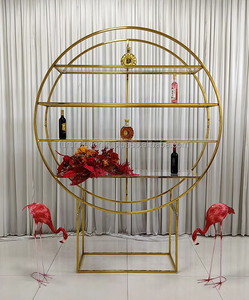 Elegante estante de vino dorado de acero inoxidable, nuevo hierro, barra de recepción de bodas, exhibición de fondo, decoraciones de fiesta para bodas - Product Image 6