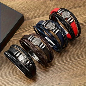 <span class=keywords><strong>Bracelet</strong></span> en cuir à fermoir <span class=keywords><strong>magnétique</strong></span> avec motif arbre de vie, style décontracté/sportif, cadeau pour <span class=keywords><strong>homme</strong></span> - Product Image 1