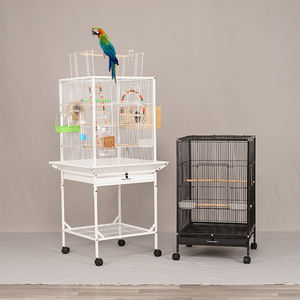 Jaula para pájaros de Metal duradera con bandeja desmontable y 2 puertas de alimentación Jaula para loros de hierro forjado con Playtop y Soporte rodante Jaulas para mascotas - Product Image 2
