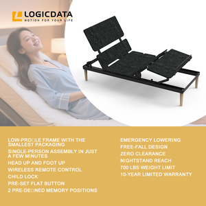 Base de Cama Motorizada con Diseño de Caída Libre LOGICDATA OEM ODM, Plegable y Extensible, Control Remoto Inalámbrico, Marco de Cama Ajustable - Product Image 1