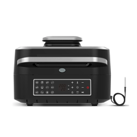 Combinaison de friteuse intelligente et de gril d'intérieur de 6,5 L, frites sans huile sans fumée, rôti, pizza, steak, poisson, 12 préréglages, écran tactile numérique