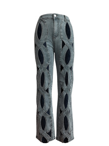Pantalon pour <span class=keywords><strong>femme</strong></span> M50003 en denim extensible, coupe torsadée originale, décolleté, <span class=keywords><strong>jambe</strong></span> large droite, <span class=keywords><strong>jean</strong></span> pour <span class=keywords><strong>femme</strong></span> - Product Image 2