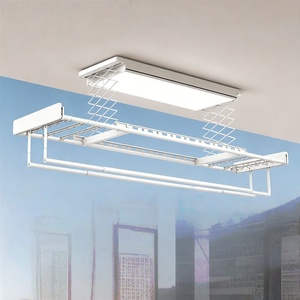 Tendedero de ropa ultrafino de doble fila con control remoto, elevación inteligente y barra de secado automático. - Product Image 4