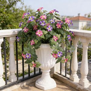 Moriyu - Guirnalda de Flores Artificiales de Gloría de la Mañana, Decoración para Jardín Exterior, Cesta de Plantas, Flor de Trompeta en Maceta, Decoración para Paisajismo - Product Image 4