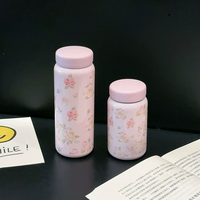 Mini-gobelet isotherme portable en acier inoxydable, style Ins, à motif floral, compact, pour le sport