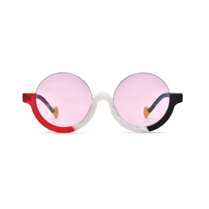 Lunettes de soleil rondes à monture complète, monture multicolore, verres miroir bleus, protection UV 100%, protection solaire unisexe pour enfants - Product Image 3
