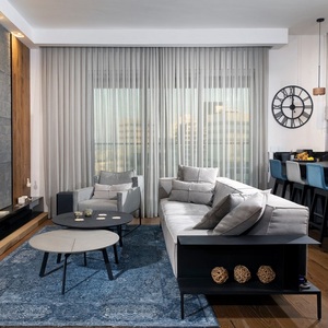Cortinas opacas de lujo para sala de estar, cortinas transparentes de lino plegables para ventana del hogar, último diseño, color negro - Product Image 2