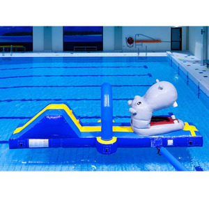 Toboggan <span class=keywords><strong>gonflable</strong></span> Hippopotame flottant avec piste de course pour piscines privées et commerciales - Product Image 3